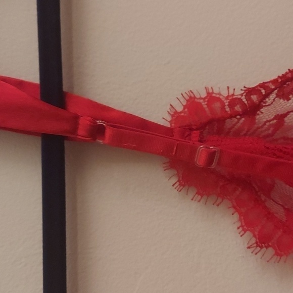 VINTAGE VICTORIA SECRET Red See-through Lace Hi Cut Bodysuit or Nighty - Picture 6 of 13